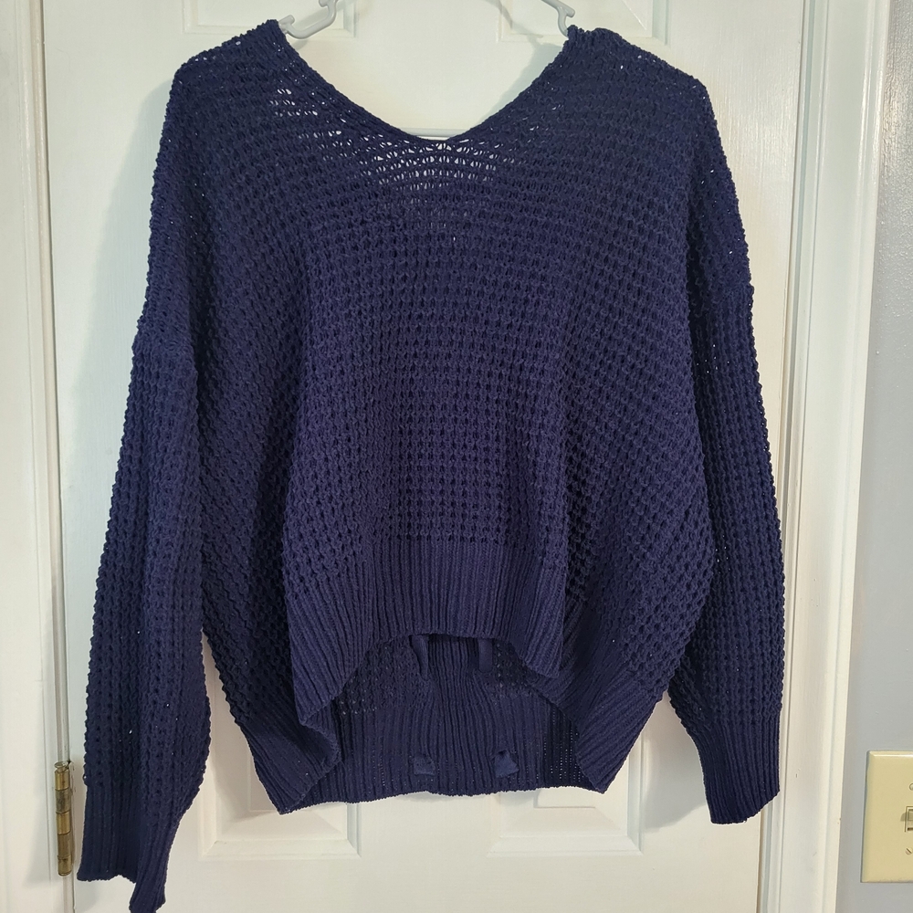 Belle Du Jour Deep Blue V-Neck Sweater